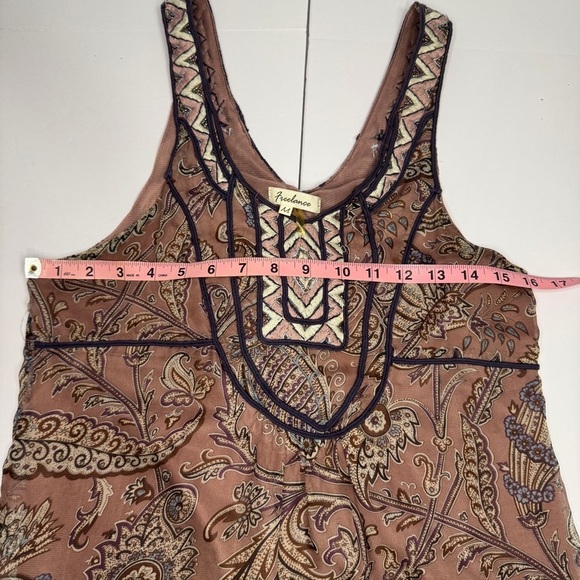 Freelance Boho Embroidered Paisley Mini Dress M Mauve Purple Festival Style - Picture 5 of 9
